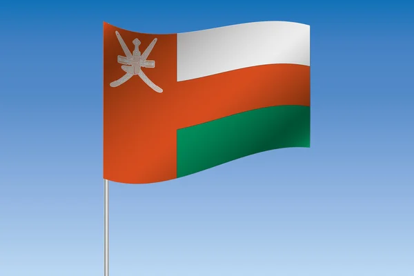 3D flaga ilustracja macha w niebo kraju Oman — Zdjęcie stockowe