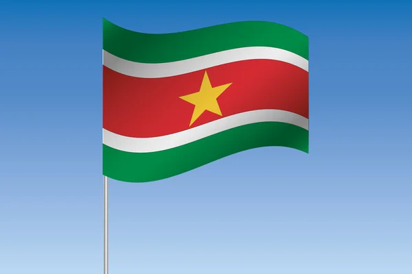 3D Bandeira Ilustração acenando no céu do país de Surina — Fotografia de Stock