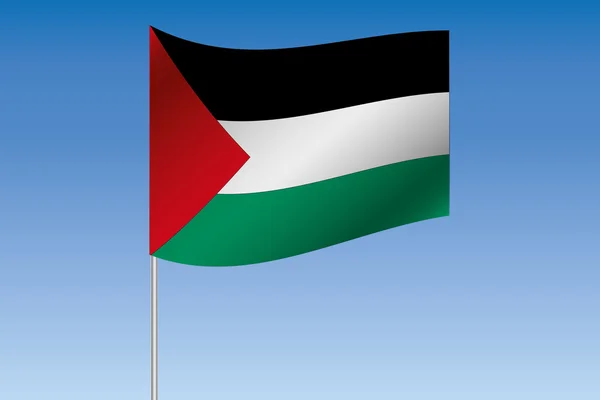 Ilustración de la bandera 3D ondeando en el cielo del país de Palest —  Fotos de Stock