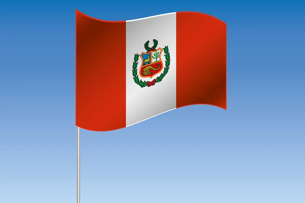페루의 국가의 하늘에 물결치는 3d 깃발 그림 — 스톡 사진
