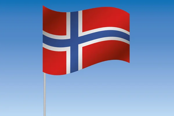 Ilustración de la bandera 3D ondeando en el cielo del país de Noruega — Foto de Stock