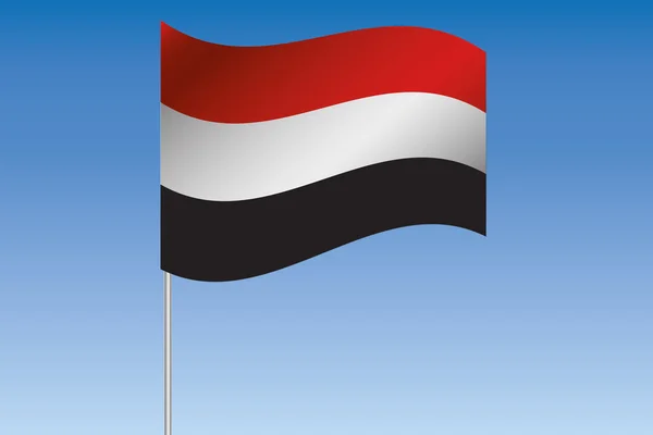 3D Bandeira Ilustração acenando no céu do país do Iêmen — Fotografia de Stock