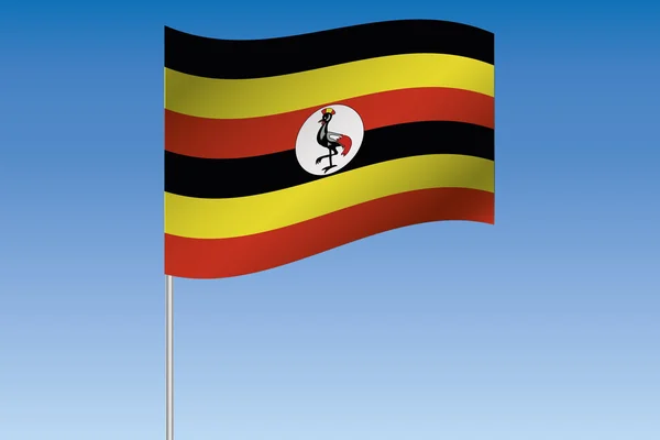 3D flagga Illustration viftande i himlen om Uganda — Stockfoto