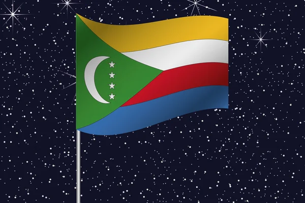 3D απεικόνιση σημαία κυματίζει στο νυχτερινό ουρανό της χώρας — Φωτογραφία Αρχείου