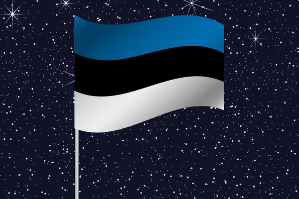 3D obrázek vlajky mává na noční obloze země — Stock fotografie