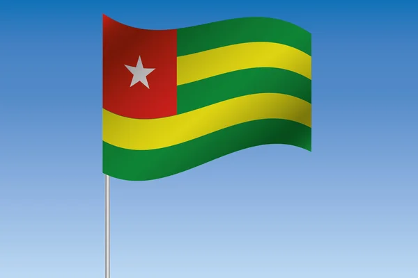 Ilustração Bandeira 3D acenando no céu do país do Togo — Fotografia de Stock