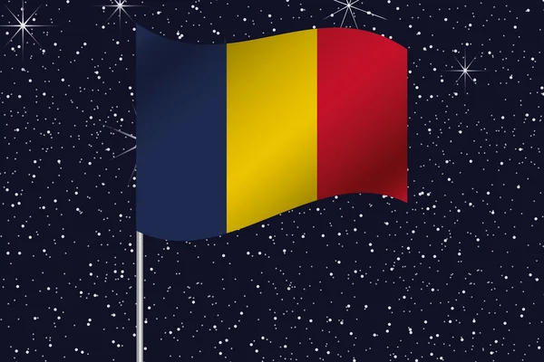 3D-s illusztráció zászló integet az éjszakai égbolton, az ország — Stock Fotó