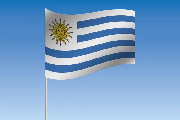 3D bayrak illüstrasyon Urugua ülkenin gökyüzünde sallayarak — Stok fotoğraf