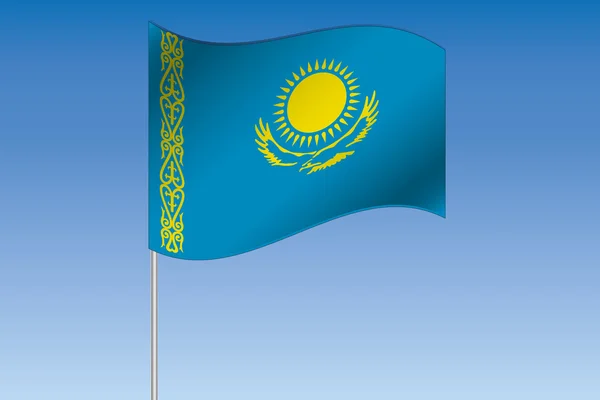 3D απεικόνιση σημαία κυματίζει στον ουρανό της χώρας Καζάκοι — Φωτογραφία Αρχείου