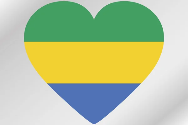 Gabon bayrağı ile bir kalp bayrağı çizimi — Stok fotoğraf