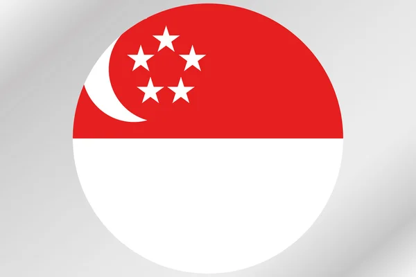 Ilustrasi Bendera dalam lingkaran negara Singapura. — Stok Foto