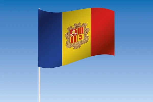 3D flagga Illustration viftande i himlen av landet av Andorra — Stockfoto