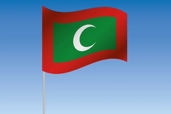 Maldiv의 국가의 하늘에 물결치는 3d 깃발 그림 — 스톡 사진