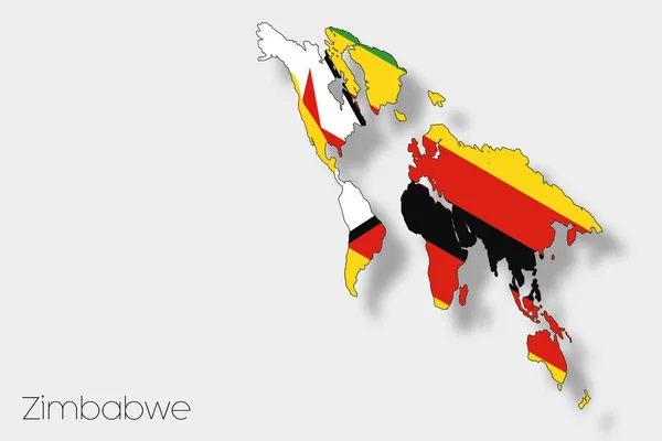 3D Isometric Flag Illustration of the country of  Zimbabwe — Stock Photo, Image