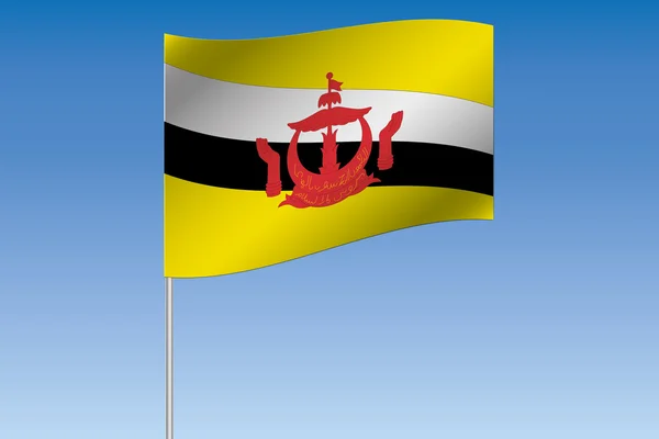 3D-afbeelding vlag zwaaien in de lucht van het land van Brunei — Stockfoto