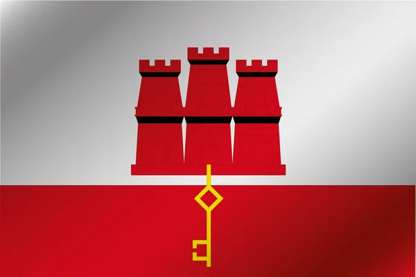 3D wellenförmige Flagge Illustration des Landes von Gibraltar — Stockfoto
