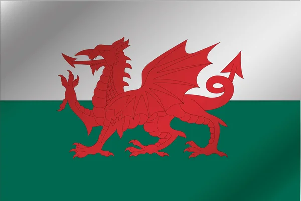 3D golvende vlag illustratie van het land van Wales — Stockfoto