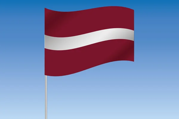 라트비아의 국가의 하늘에 물결치는 3d 깃발 그림 — 스톡 사진