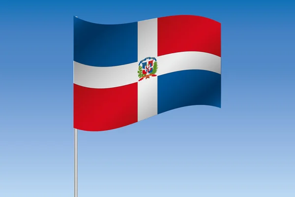 3D Bandeira Ilustração acenando no céu do país de Domini — Fotografia de Stock
