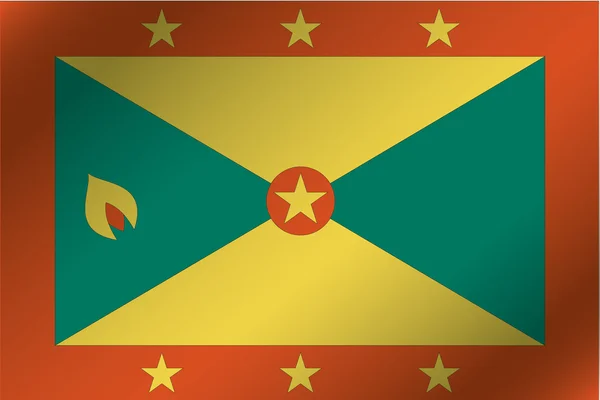 3D vågiga flagga Illustration av landet av Grenada — Stockfoto