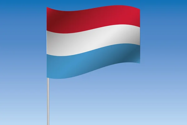 Ilustración de la bandera 3D ondeando en el cielo del país de Luxemburgo — Foto de Stock