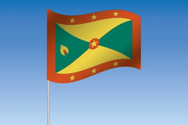 3D Flag Illustrazione sventolando nel cielo del paese di Grenad — Foto Stock