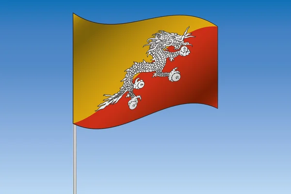 3D flaga ilustracja macha w niebo kraju Bhutanu — Zdjęcie stockowe