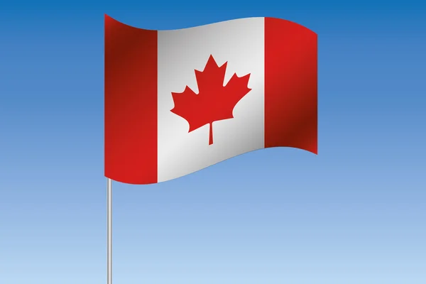 Illustration du drapeau 3D agitant dans le ciel du Canada — Photo