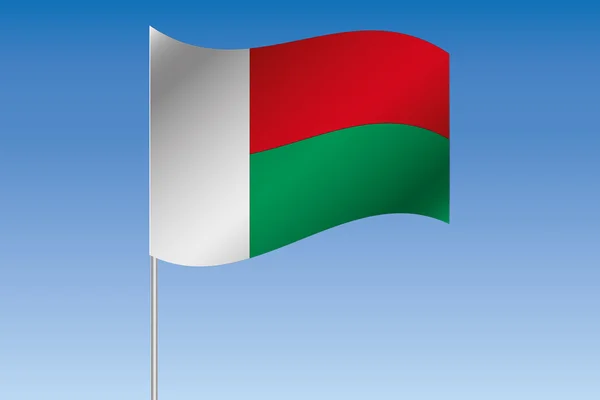 Ilustración de la bandera 3D ondeando en el cielo del país de Madaga — Foto de Stock