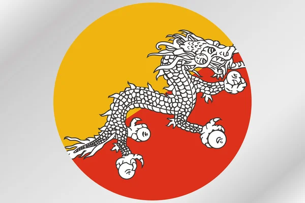 Flagga Illustration inom en cirkel med landet av Bhutan — Stockfoto