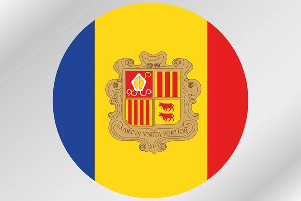 Flagga Illustration inom en cirkel med landet av Andorra — Stockfoto
