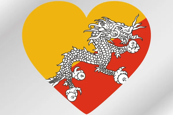 부탄의 국기와 함께 심장의 기 그림 — 스톡 사진