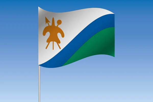 3D Bandeira Ilustração acenando no céu do país de Lesoth — Fotografia de Stock