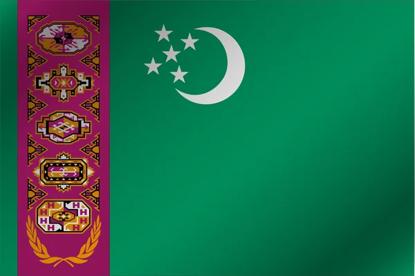 3d wellige Flagge Illustration des Landes von Turkmenistan — Stockfoto