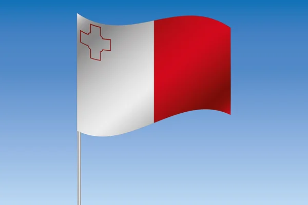 3D illusztráció zászló integet az égen, az ország, Málta — Stock Fotó