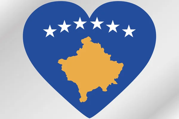Bandiera Illustrazione di un cuore con la bandiera di Kosovo — Foto Stock
