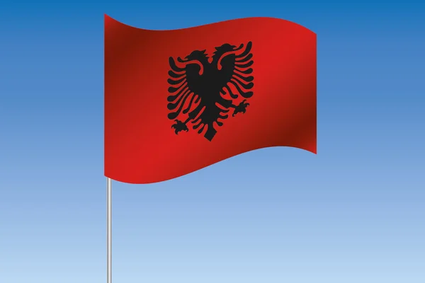 3D obrázek vlajky mává na obloze země Albani — Stock fotografie