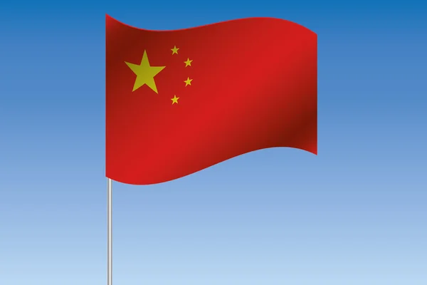 Illustration du drapeau 3D agitant dans le ciel du pays de Chine — Photo