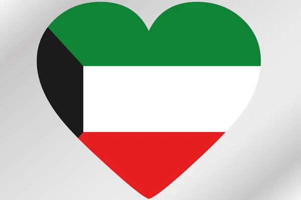 Fahnenabbildung eines Herzens mit der Flagge von Kuwait — Stockfoto