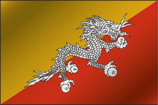 不丹国三维波浪旗图 — 图库照片