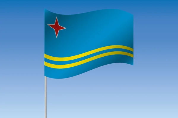 3D Flag Illustration waving in the sky of the country of  Aruba — Stock Photo, Image