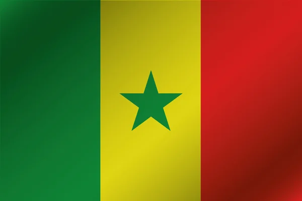 Drapeau ondulé 3D Illustration du pays du Sénégal — Photo