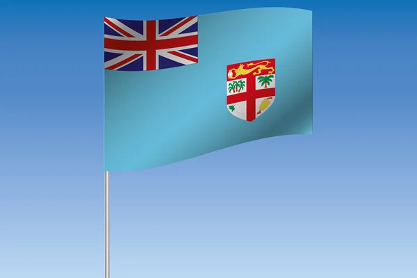Ilustración de la bandera 3D ondeando en el cielo del país de Fiji — Foto de Stock