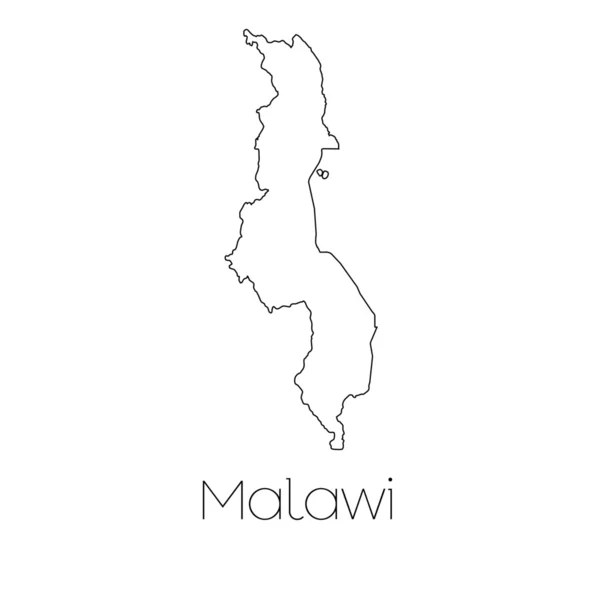 Forma del paese isolato sullo sfondo del paese del Malawi — Foto Stock