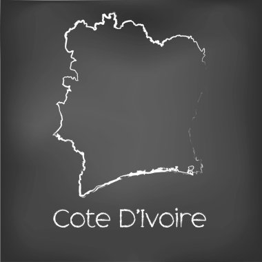 Adı ve şeklini tebeşir gemide izole ülke şekli