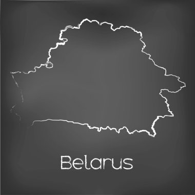 Adı ve şeklini tebeşir gemide izole ülke şekli