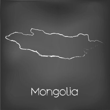 Adı ve şeklini tebeşir gemide izole ülke şekli