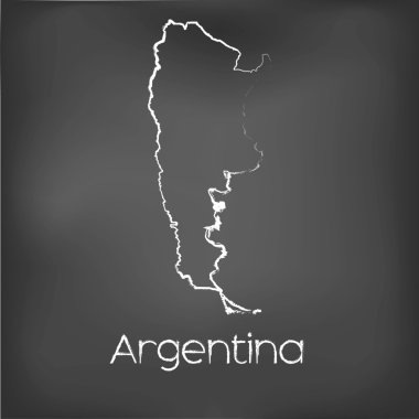 Adı ve şeklini tebeşir gemide izole ülke şekli