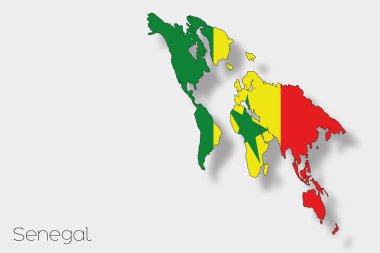 Senegal ülke 3D izometrik bayrağı çizimi