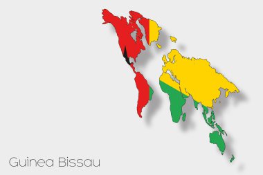 Gine Bissau ülke 3D izometrik bayrağı çizimi